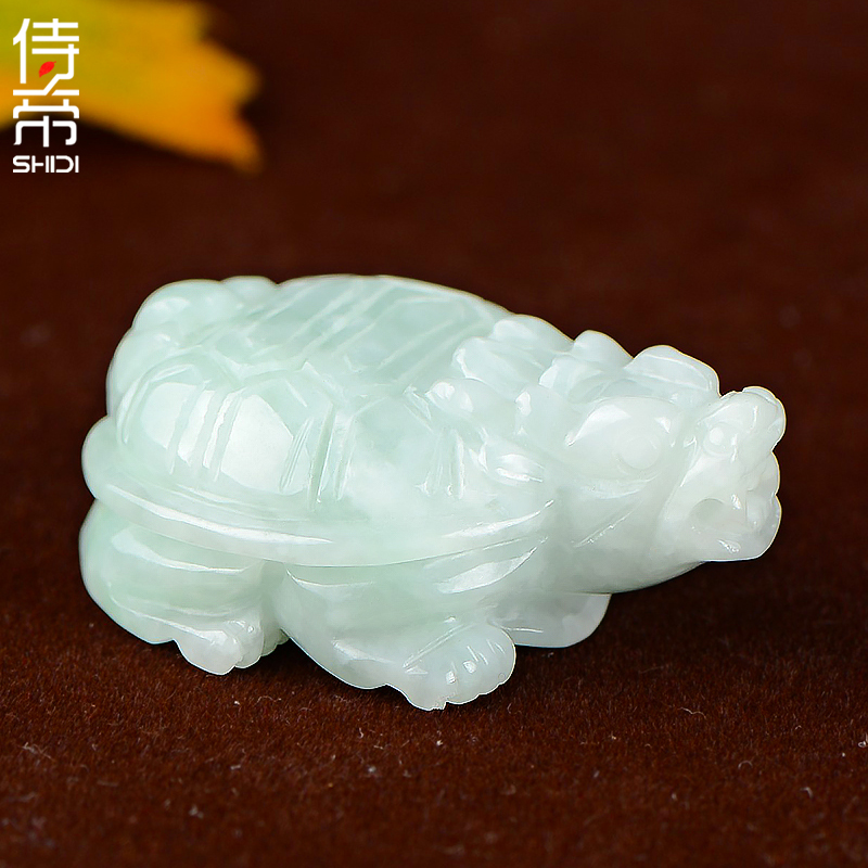 Waiter Myanmar A goods emerald dragon turtle jade pendant natural jade pendant turtle jade pendant male and female pendant tortoise shell Yupei