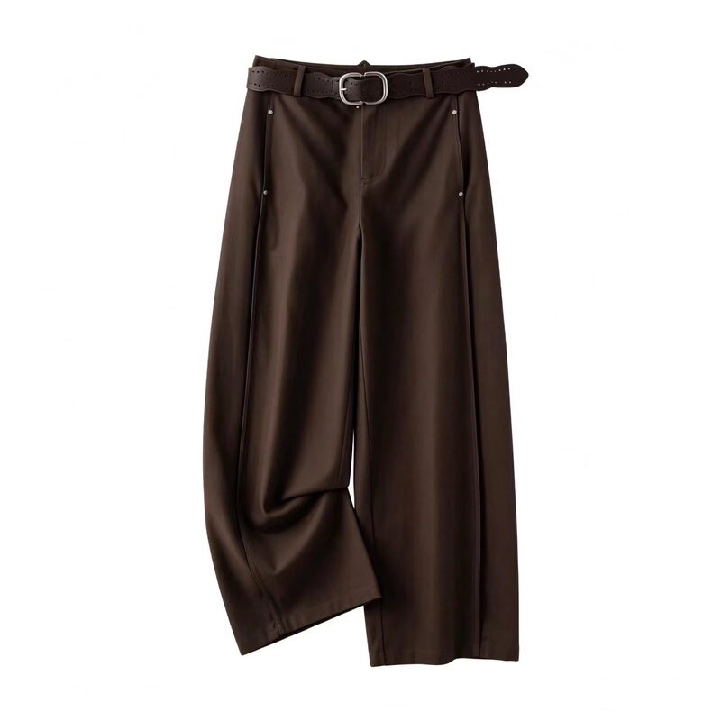 Same Style as in the Mall, Side Seam Slimming Casual Pants for Women, 2026 Autumn New Tencel Cotton High-Waisted Wide-Leg Straight Pants