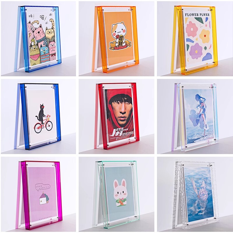 Colorful Acrylic Photo Frame, Double-Sided Translucent Frame for Artwork, Record, Signature, Poster, Display, Tabletop, Wall Hanging