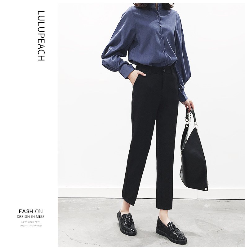 Suit harem quần tây tây nữ chín điểm cộng với nhung mùa thu đông học sinh phiên bản Hàn Quốc tết tóc thẳng 2018 mới quần âu nữ