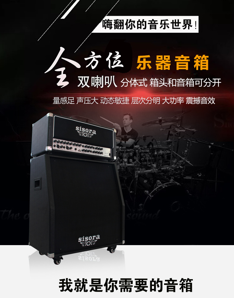 Sisora ​​đa chức năng trống guitar bass và nhạc cụ khác loa chuyên dụng xách tay công suất cao loa sân khấu loa keo keo