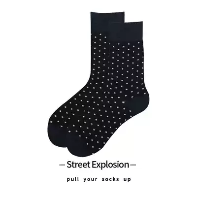 Small polka dot cotton stockings men and women stockings Four Seasons socks black classic wave dot couples European and American Street tide socks