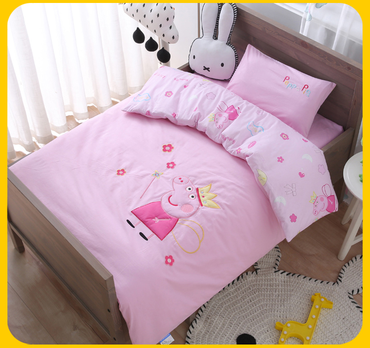 trẻ em mẫu giáo ba mảnh bông chăn với lõi 100% bộ sản phẩm bông giường cũi được ngủ trưa Liu Jiantao - Bộ đồ giường trẻ em 	bộ chăn ga gối đệm cho bé sơ sinh	