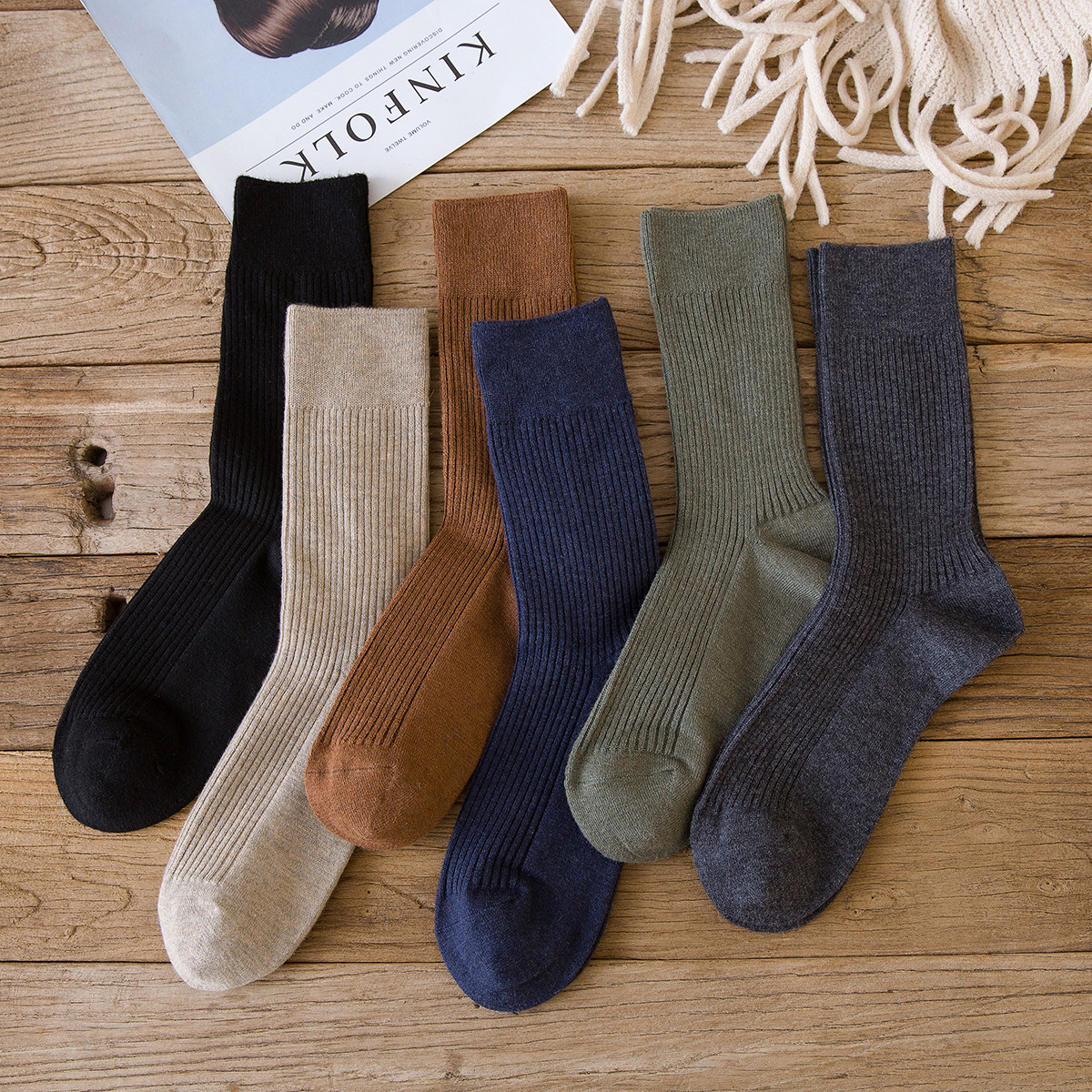 Wool Blister Socks Men's Midbarrel Socks Female Thickening Warm Autumn Winter Pure Cotton Sun Black Tide Coarse Thread Long Socks