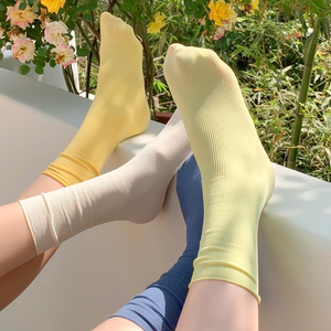 Ice Silk Socks for Women, Mid-Calf Length, Thin Summer Style, Trendy Internet Celebrity White Velvet Ice Silk Long Slouch Socks for Summer
