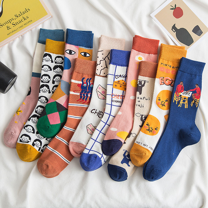 Net Red Stockings Children Spring Summer Thin sports South Korean pure cotton outwear Japanese Cute Ins Chains Shot Summer middle cylinder Sox