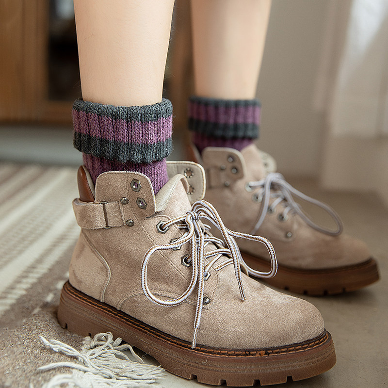 Wool stockings women's spring and autumn thickening and warm plus velvet snow confinement Korean and Japanese piles in the tube socks autumn and winter