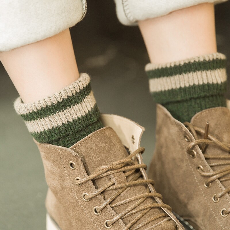 Retro Bubble Socks SPRING AND AUTUMN MONEY SOUTH KOREA COARSE WOOL THREAD INS CHAOSEN TYING STRIPED KOREAN VERSION MARTIN BOOTS WINTER SOCKS CHILDREN