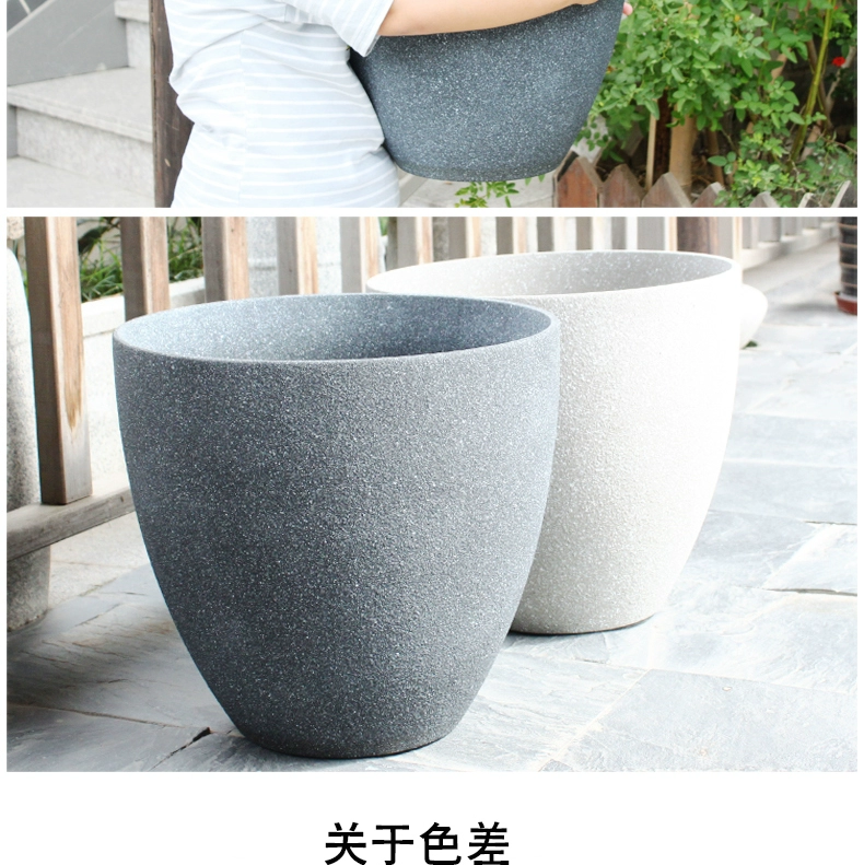 Phổ thông giả xi măng nồi nhựa cỡ lớn nồi in gió trang trí nhà monstera chậu hoa lớn P530 - Trang trí nội thất