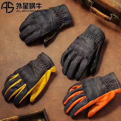 Alien snail V7 summer gloves V6 lambskin breathable men and women locomotive riding retro anti-drop touch screen four seasons