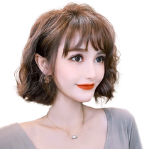 Qianji wig real hair full real hair female full head cover natural age reduction French seamless short curly hair lace wig set
