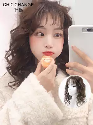 Qian Ji banghai wig female wool roll head reissue natural fluffy curly hair real hair cover white hair no trace wig