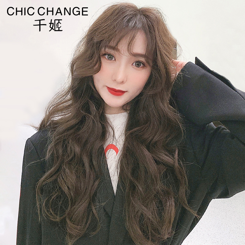 Wig woman long hair curly hair wool curly hair Genuine Hair All-hooded Egg Roll Natural Wig Sleeve