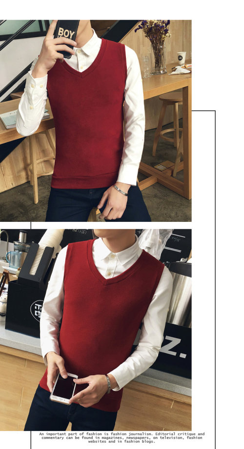 Áo len len nam vest len ​​mùa thu đông Thanh niên Hàn Quốc Slim áo len không tay vest nam mùa đông áo len hàn quốc