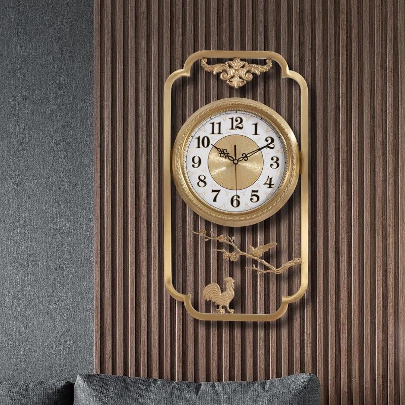 Pure copper light luxury watch hanging clock Living room Home Fashion European style clock Living room Creative personality New Chinese quartz clock