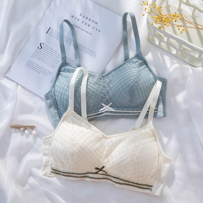 Breast-free underwear for women without steel ring thin section for college students high school girls gather for popcorn small pure cotton bra cover