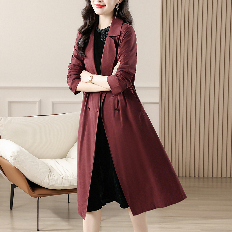 Fashionable Trench Coat for Women, 2026 Autumn New Style, Drawstring Waist, Commuter Style, Long Over-The-Knee Coat for Mothers