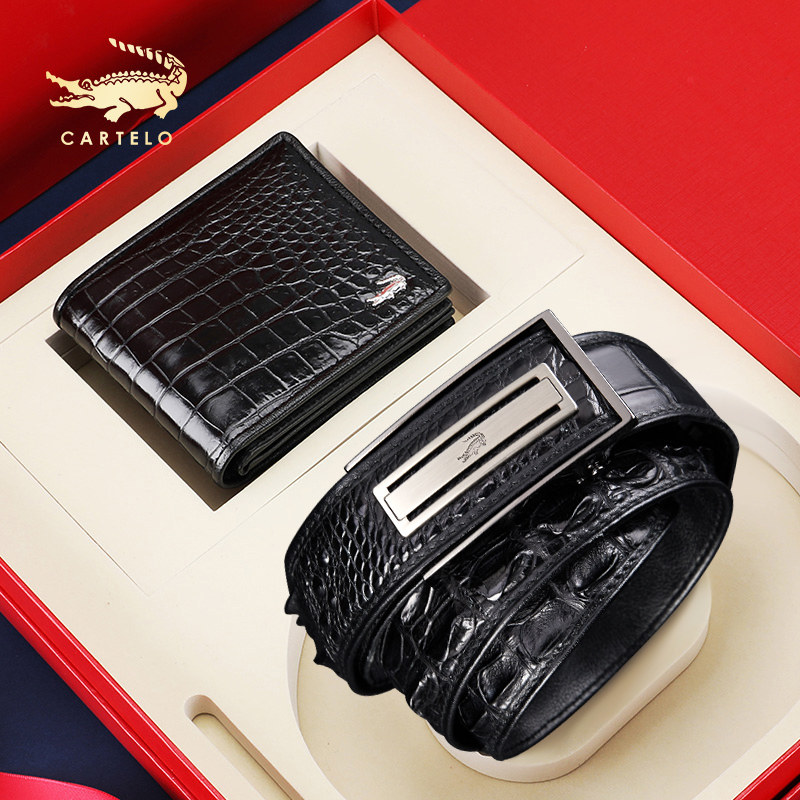 Katerlele Crocodile Wallet Leather Strap Gift Box Genuine Leather Men's Holiday Gift High-end Luxury Name Brand Dad Business