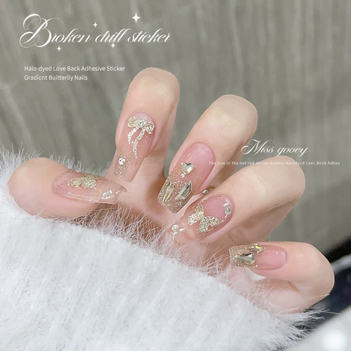 Наклейки для ногтей, накладные ногти, кролик с бабочкой, украшение для ногтей с розой в составе для ногтей, 2023, популярно в интернете, изысканный стиль, принт