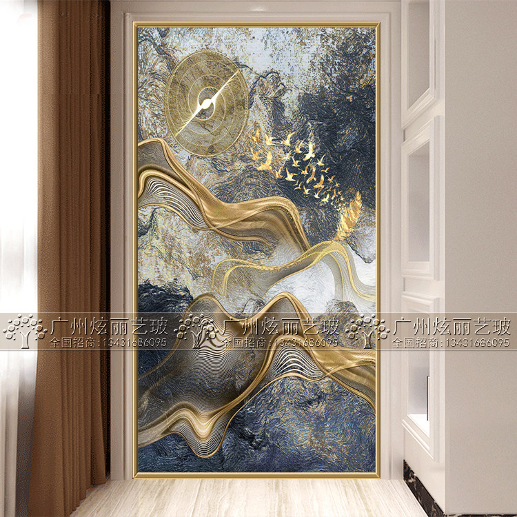 New art glass 3d background wall frosted decorative screen partition entry entrance Modern home decoration tempered abstract