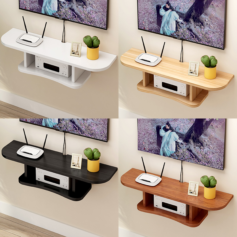 Wall shelf separator Living room TV Background wall Decorative Shelf Wall-mounted TV Cabinet Bedroom Set-top Box Subshelf-Taobao