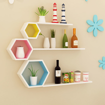 Wall shelf non-perforated living room TV background wall bedroom decoration Wall Wall Wall creative Plaid partition