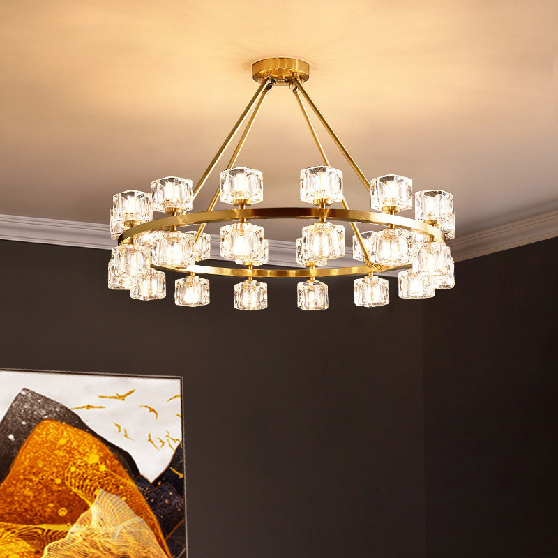 Postmodern light extravagant full copper living-room chandelia Nordic minimalist dining room Bedroom water crystal light Creative all-house package luminaire