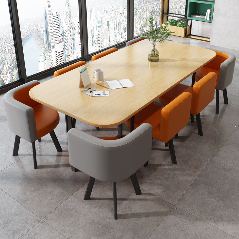Nordic Office Conference Table Minimalist Modern Hotel Office Furniture Complete 6 10 people rectangular in negotiating table and chairs