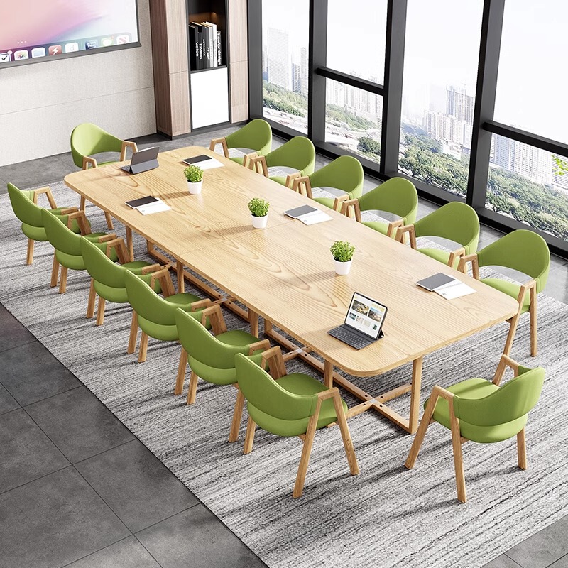 Casual Modern Conference Table Office Rest Area Long Table 6/12 People Rectangular Reception Negotiation Table and Chair Combination Home