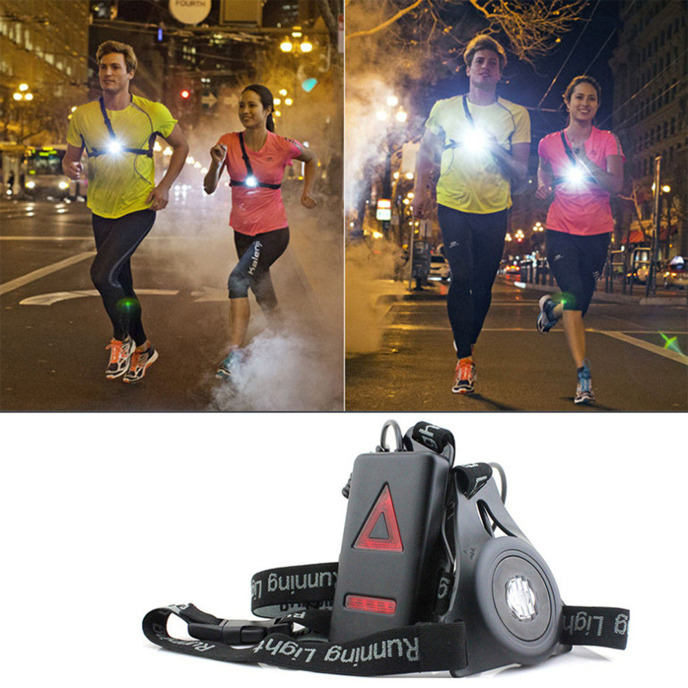 Foreign trade LED creative can be hung chest night running light Outdoor sports lighting night running light with red warning light