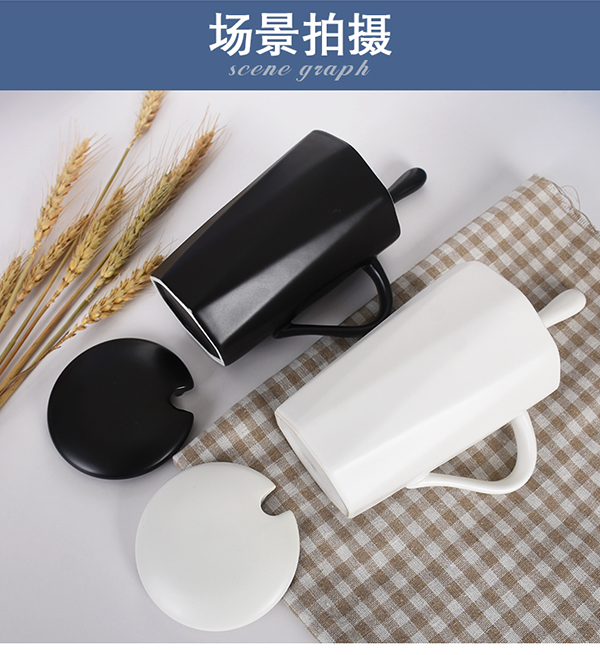 Cốc gốm đơn giản với nắp muỗng cá tính xu hướng cặp đôi mẫu cốc uống một cặp cốc cà phê sáng tạo dành cho nam và nữ - Tách bình giữ nhiệt cute