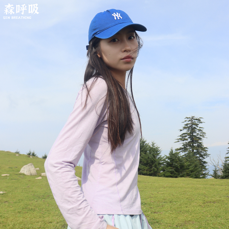 Autumn and Winter Merino Wool Lyocell Quick-Drying Clothing Slimming Sports and Fitness Women's Outdoor Mountaineering and Hiking Long-Sleeved Clothing