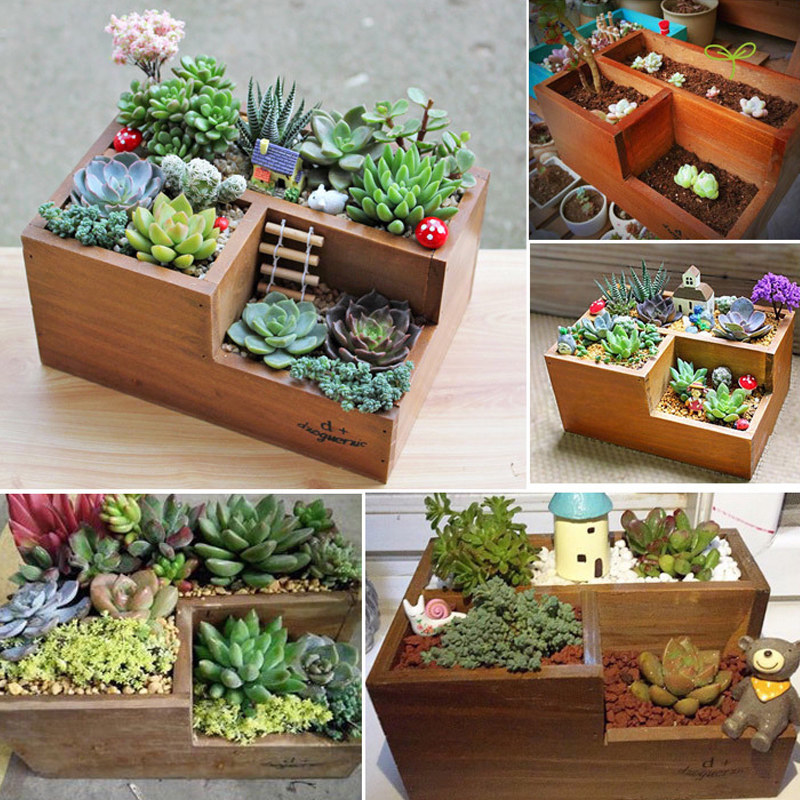 Multi-meat Box Home Desktop containing storage Real wood large potted small number multifunctional retro decoration pendulum