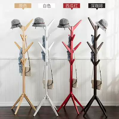 Solid wooden coat rack decoration Home room corner practical floor-to-ceiling clothing store combination creative storage hanger