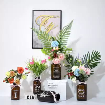 ins air-dried flower vase decoration Living room flower arrangement desk Bedroom small fresh decoration dining table decoration glass bottle