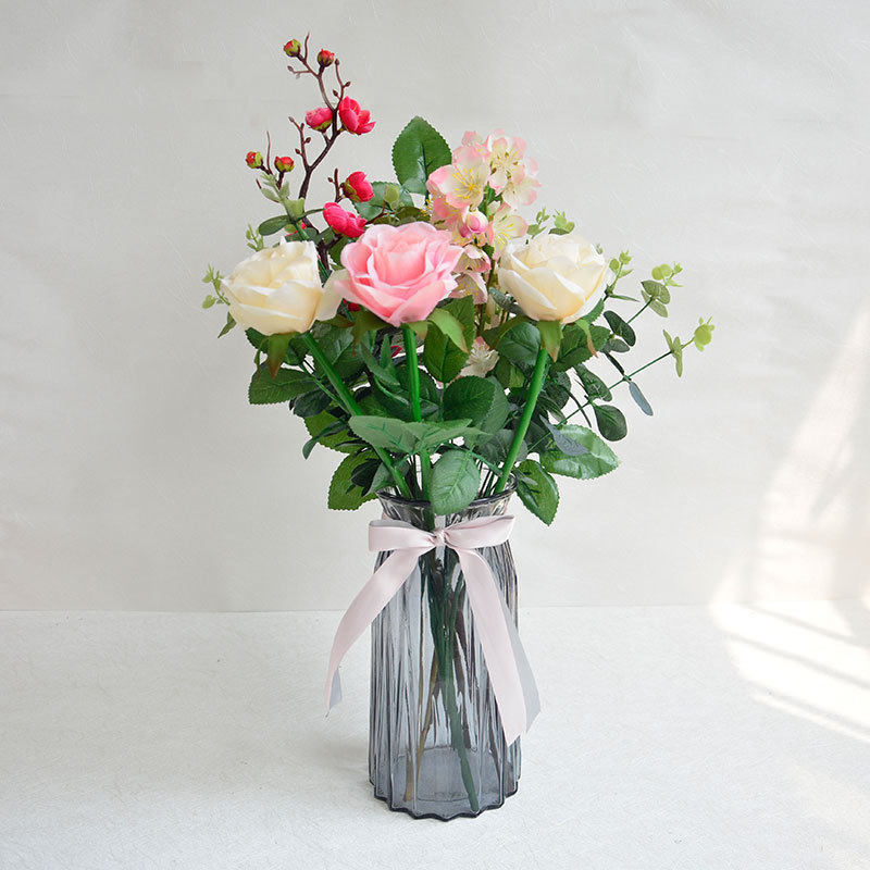 ins glass bottle creative decoration decoration living room coffee table dining table European simple small fresh hydroponic vase