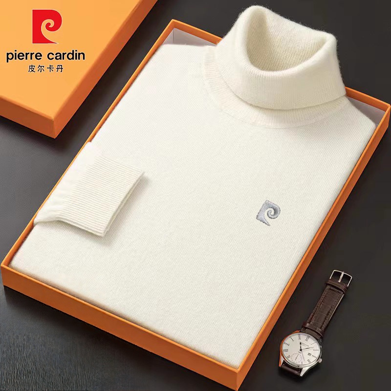 Pierre Cardin Men's Knitwear Autumn and Winter Thickened Warm Base Layer Sweater for Middle-Aged Men Casual White Turtleneck Sweater Pierre Cardin Men's Knitwear Autumn and Winter Thickened Warm Base Layer Sweater for Middle-Aged Men Casual White Turtleneck Sweater