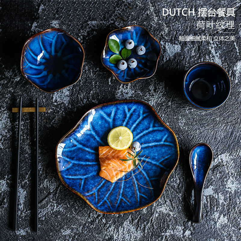 Day-style kilns for one person to eat ceramic cutlery suit assorted bowls Sauces Spoon Dinner dinner Restaurant Restaurant Hotel Supplies-Taobao