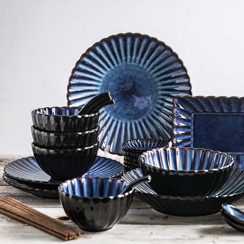 Multi-food kilns Kiln Change Day Style ceramic tableware Home Dining Room Rice Bowls Fish Pan West Dinner Plate Dessert Dish Soup Bowl with Bubbly Noodle Bowl