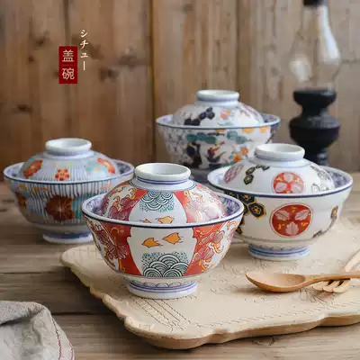 Platycodon grandiflorum Japanese style 6-inch ceramic lid bowl instant noodle bowl soup bowl porridge bowl large Bowl bubble Noodle Bowl dessert bowl