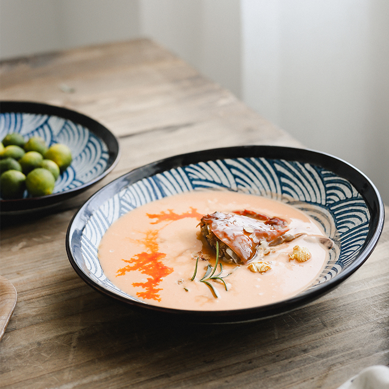 Japanese ceramic dish retro dish dishes household tableware Fruit dishes irregular breakfast plate shallow dial