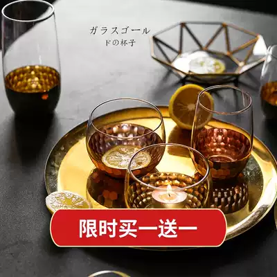 Bellflower home European-style Rose gold glass water cup Creative juice drink cup transparent beer household cup Teacup