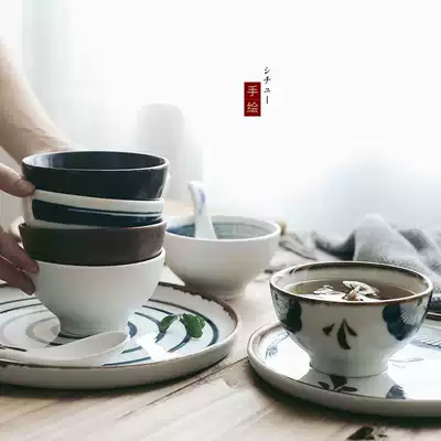 Japanese hand-painted underglaze ceramic tableware household fruit bowl salad bowl single Bowl eating bowl Bowl dining room 4 5 inch bowl