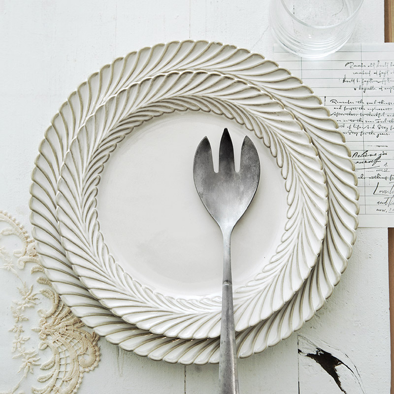 Japanese-style creative ceramic retro disc dining room household plate soup plate steak plate Western plate Italian pasta plate