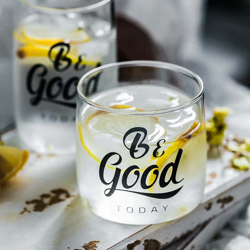 ins fresh transparent glass household milk cup heat resistant good day cup large capacity water cup breakfast cup