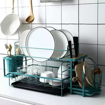 Multi-function kitchen shelf Household countertop multi-layer pot cover kitchen knife chopsticks storage shelf Drying bowl dish drain rack