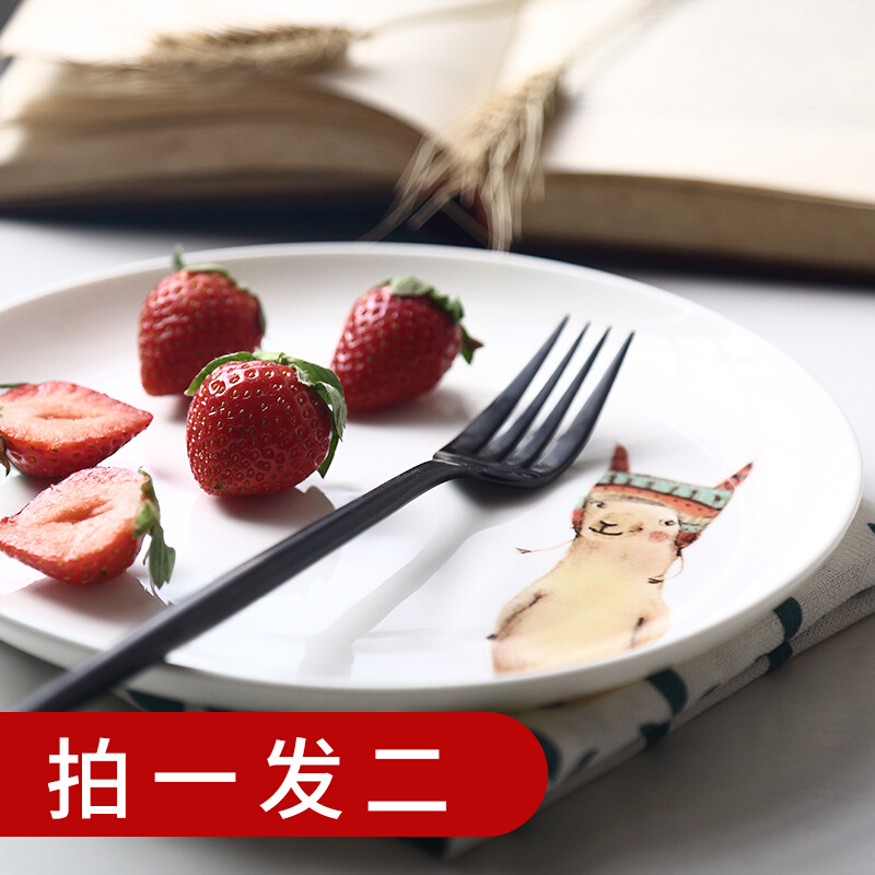 Orange Terrier Meng Series 8 inch plate glazed bone ceramic breakfast count dish for Western meal steak dish