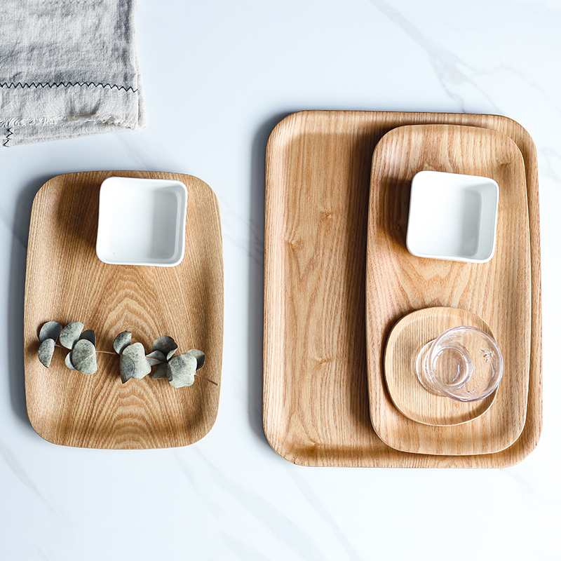 Japanese tray wooden Japanese tea tray coaster wooden rectangular simple tea cup tray home living room tea tray solid wood