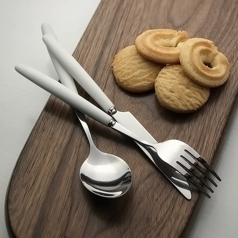 Bellflower home black and white classic ceramic handle knife fork spoon Stainless steel Western steak knife Western tableware portable