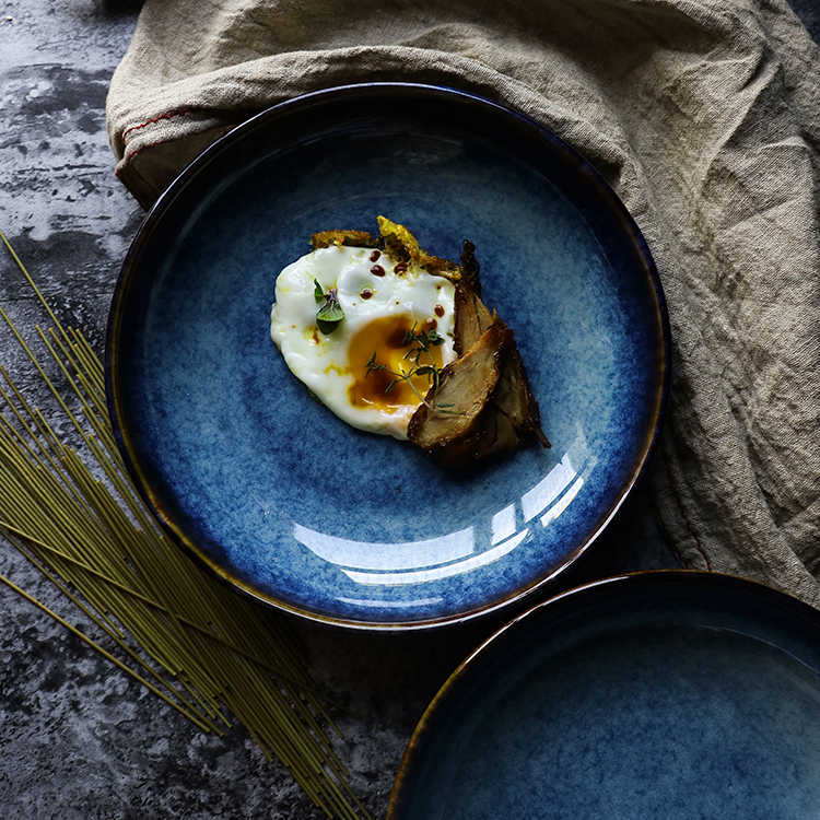 Platycodon home Japanese ceramic soup plate shallow basin round vegetable plate snack plate fruit plate salad plate restaurant